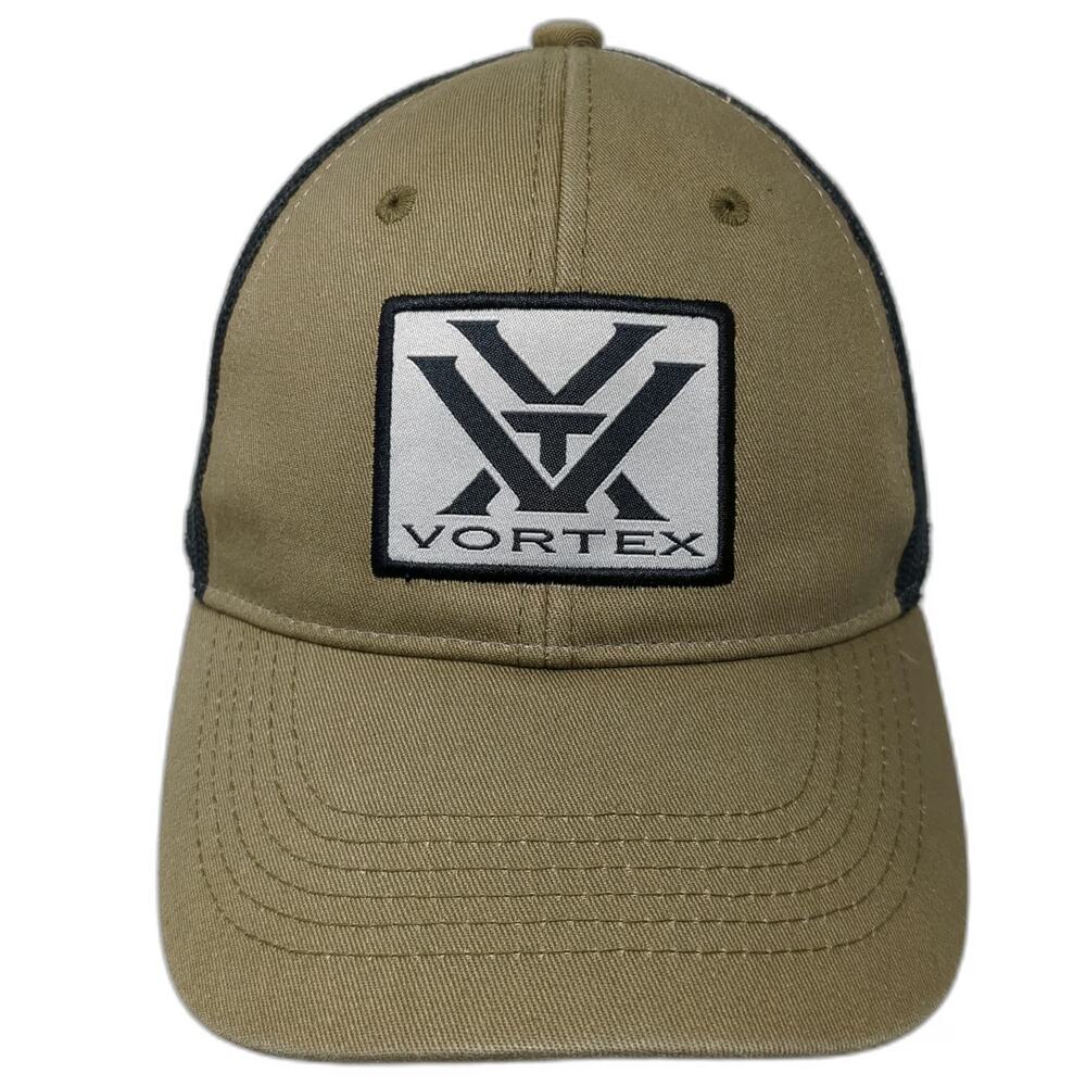 Vortex Trucker Hat Brown Black White OSFM Snapback Mesh Patch Logo Optics Cap
